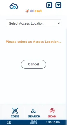 A screenshot of the Access Control location selector