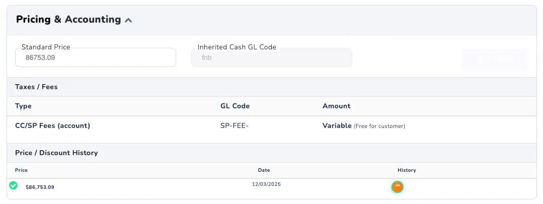 Food and Beverage Item Pricing & Accounting Settings