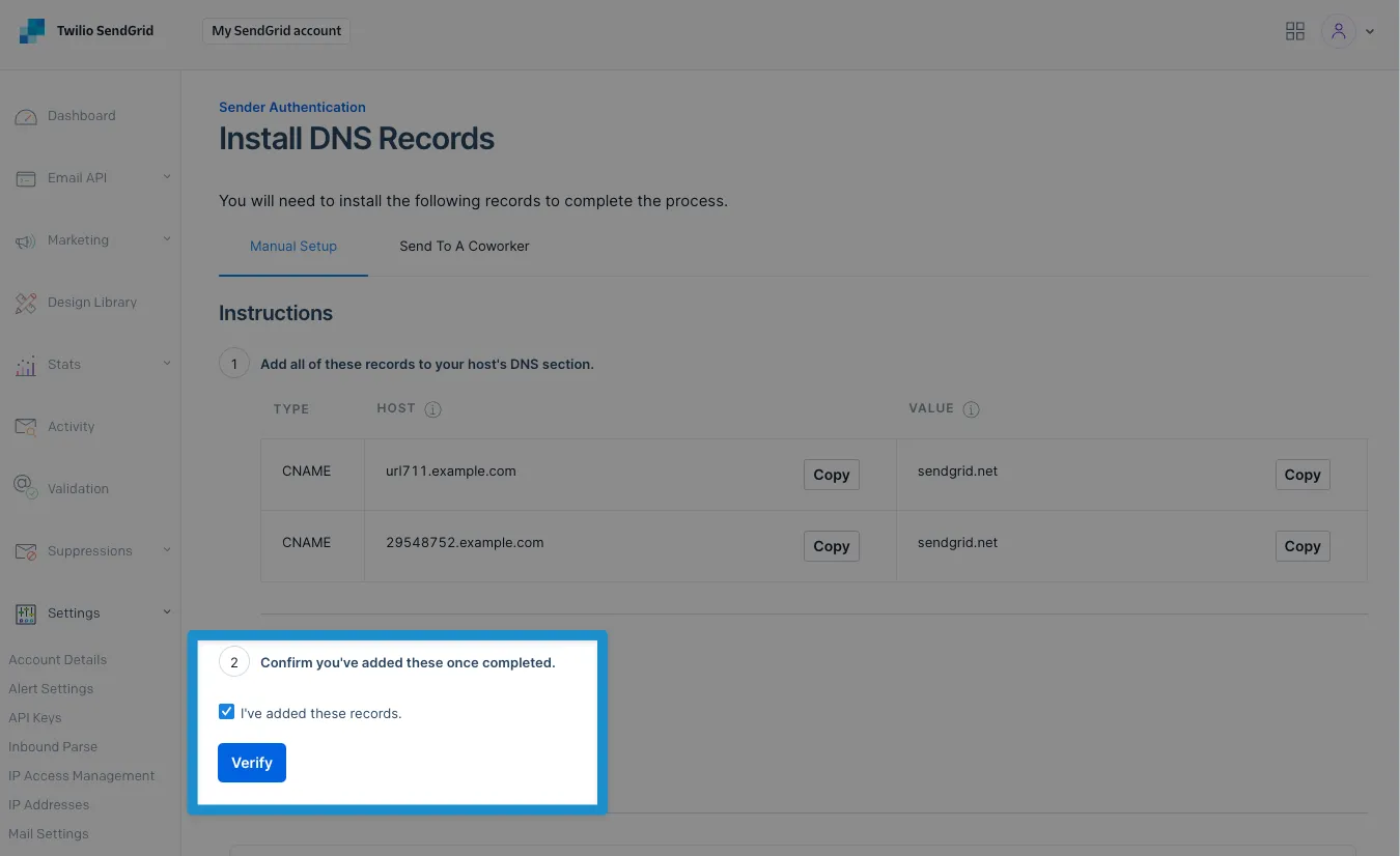 Screenshot: verify link branding